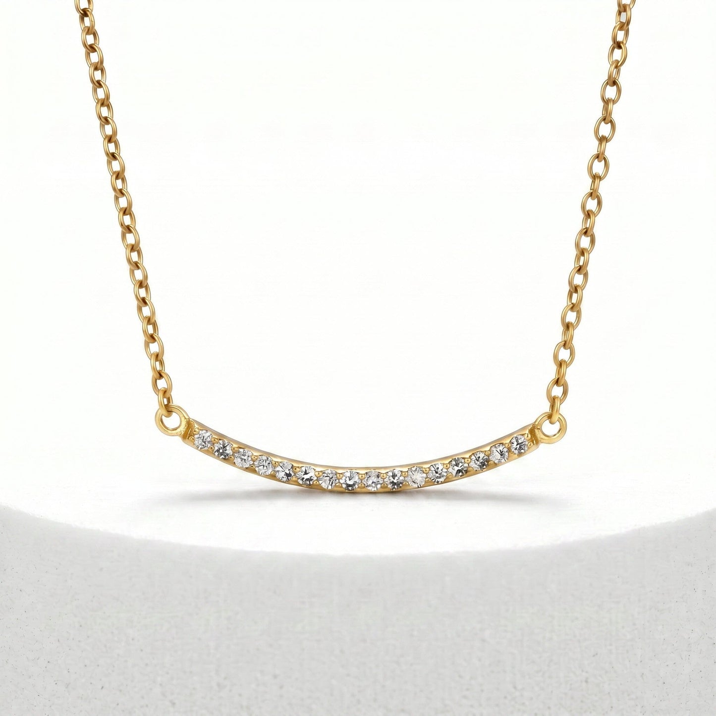 CZ Small Curved Necklace Necklaces athenadesigns NCG4058 