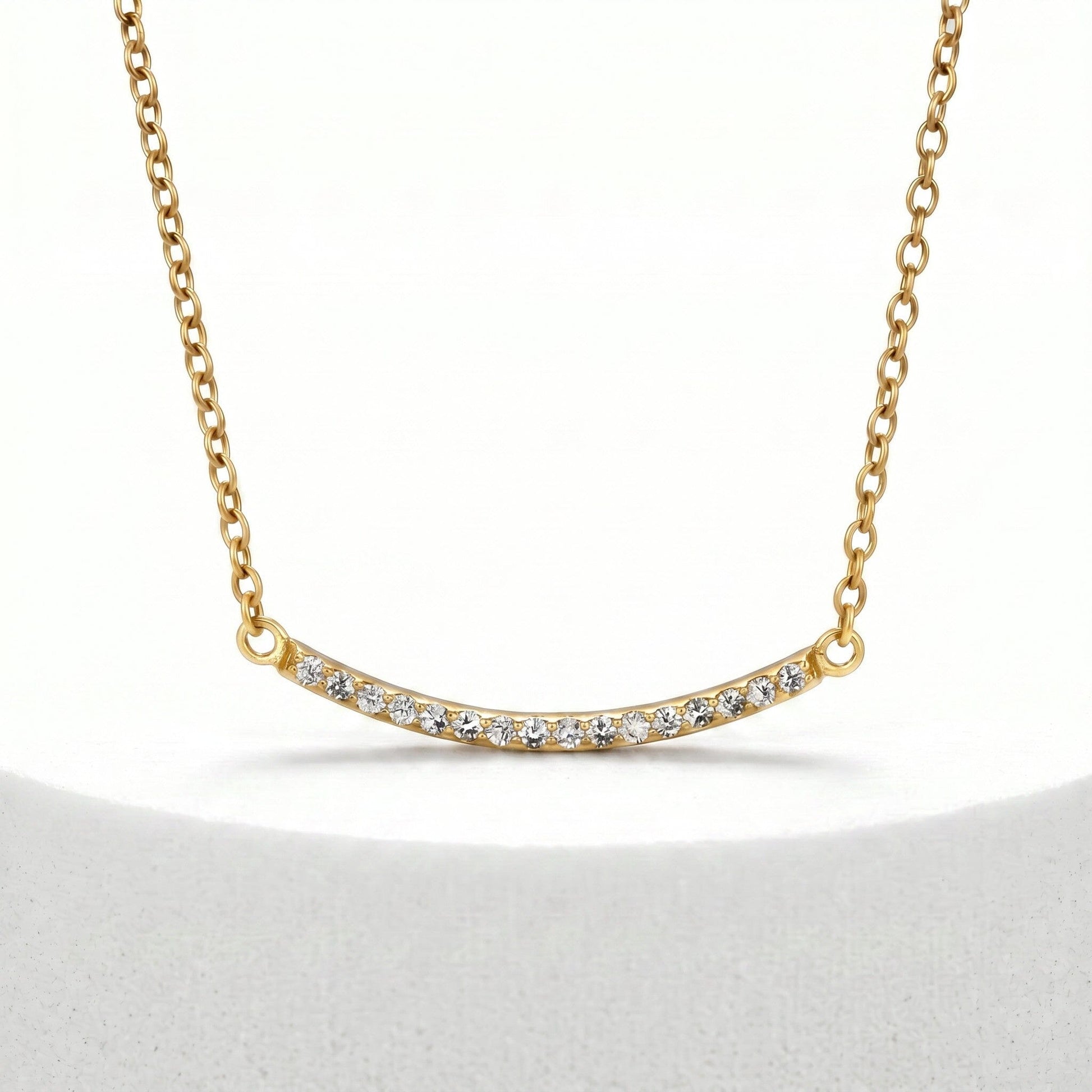 CZ Small Curved Necklace Necklaces athenadesigns NCG4058 