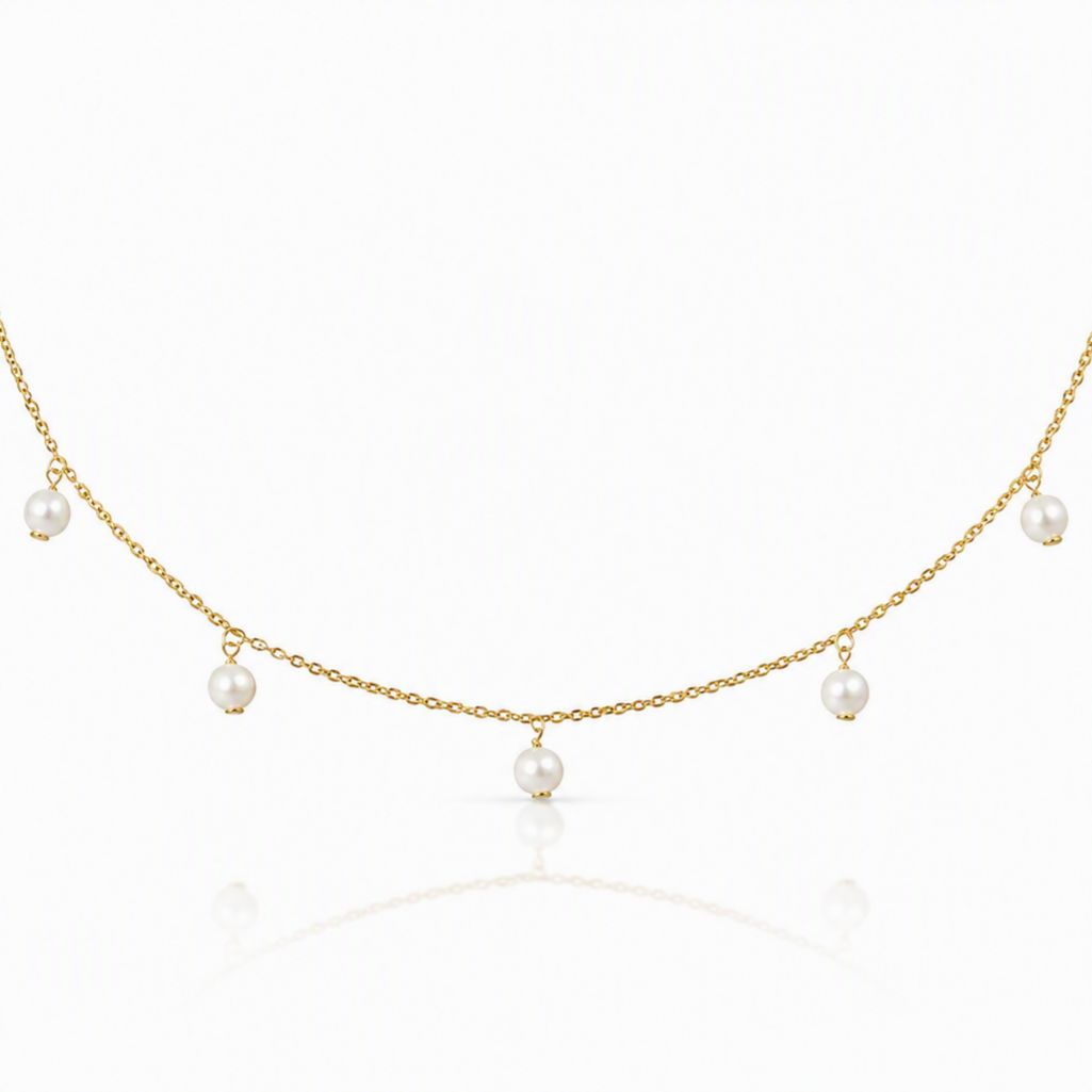 Pearl Drop Gold Vermeil Choker Necklaces athenadesigns NCG4360 