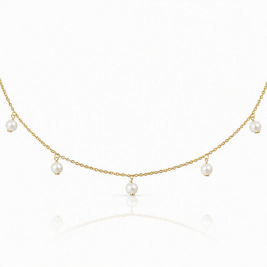 Pearl Drop Gold Vermeil Choker Necklaces athenadesigns NCG4360 