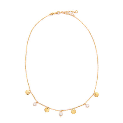 Pearl Disk Necklace Necklaces athenadesigns NCG4362 Gold 