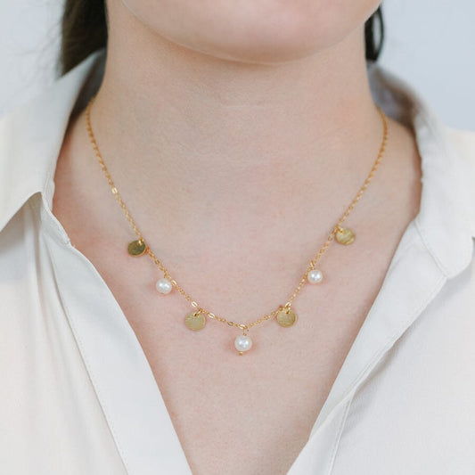 Pearl Disk Necklace Necklaces athenadesigns 