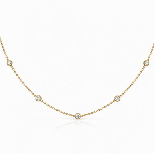 Bezel CZ Necklace Necklaces athenadesigns NCG445/16 Gold 