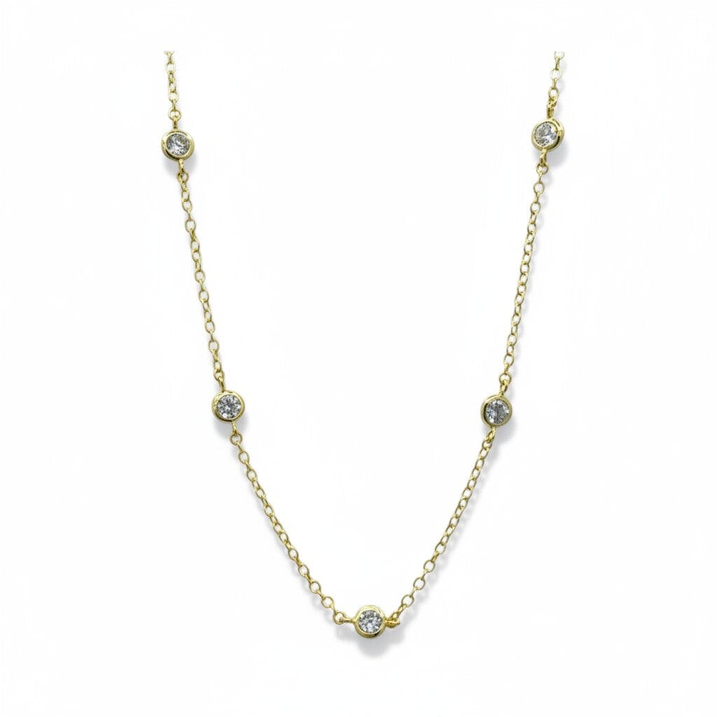 Multi Bezel CZ Necklace: Gold Necklaces athenadesigns 16" : NCG445/16 