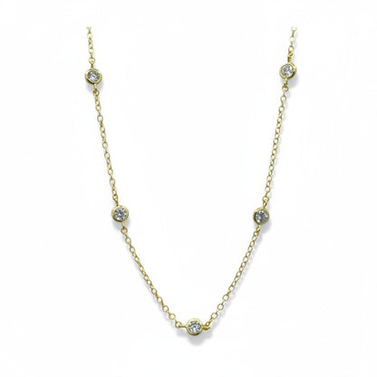 Multi Bezel CZ Necklace: Gold Necklaces athenadesigns 16" : NCG445/16 