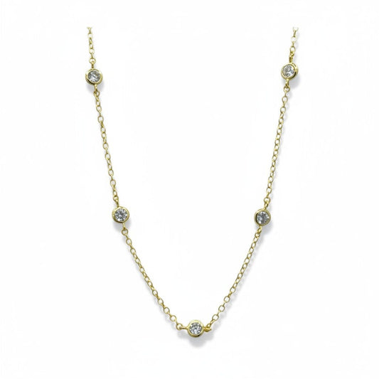 Multi Bezel CZ Necklace: Gold Necklaces athenadesigns 16" : NCG445/16 