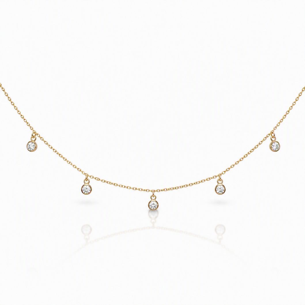 Crystal Chain Choker : Gold Vermeil Necklaces athenadesigns Finish: Gold (NGCH5460) 