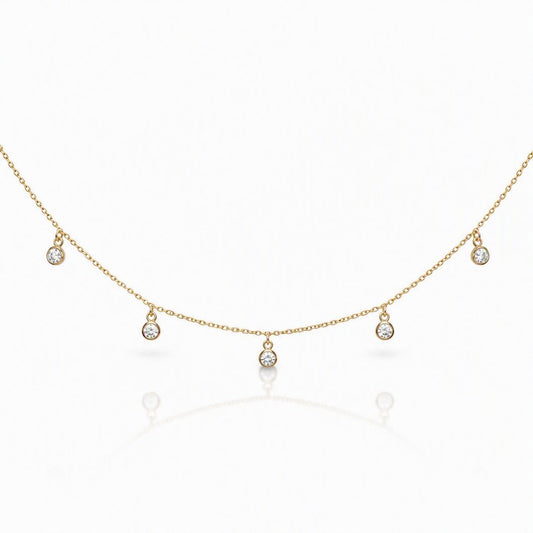 Crystal Chain Choker : Gold Vermeil Necklaces athenadesigns Finish: Gold (NGCH5460) 