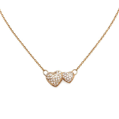 Pave Double Heart Necklace Necklaces RM NCGP243 Gold 