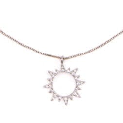 Open CZ Pave Sun Necklace Necklaces athenadesigns Silver: NCP40065 