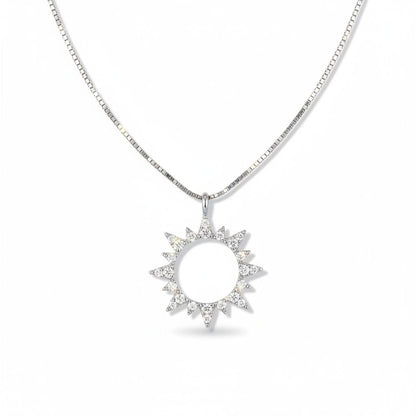 Open CZ Pave Sun Necklace Necklaces athenadesigns Silver: NCP40065 