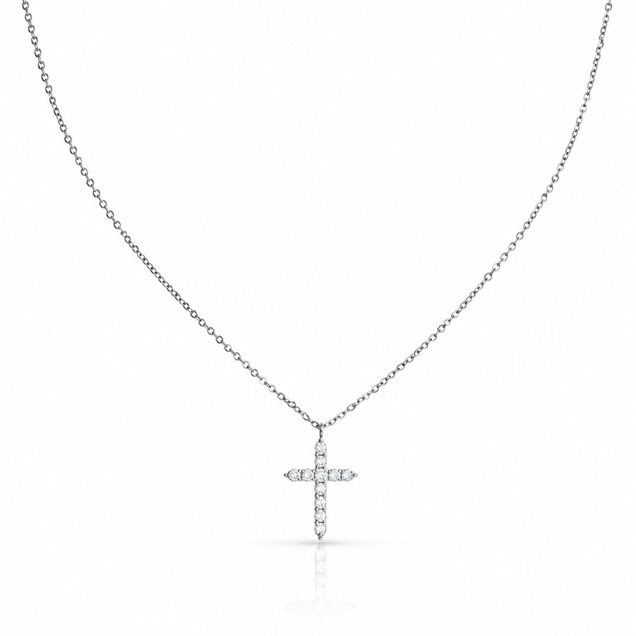 CZ Cross Necklace Necklaces Hotlife NCP408CRS Silver 