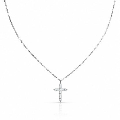 CZ Cross Necklace Necklaces Hotlife NCP408CRS Silver 