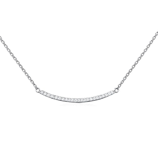 CZ Large Curved Necklace Necklaces Milaa NCS4058L Silver 