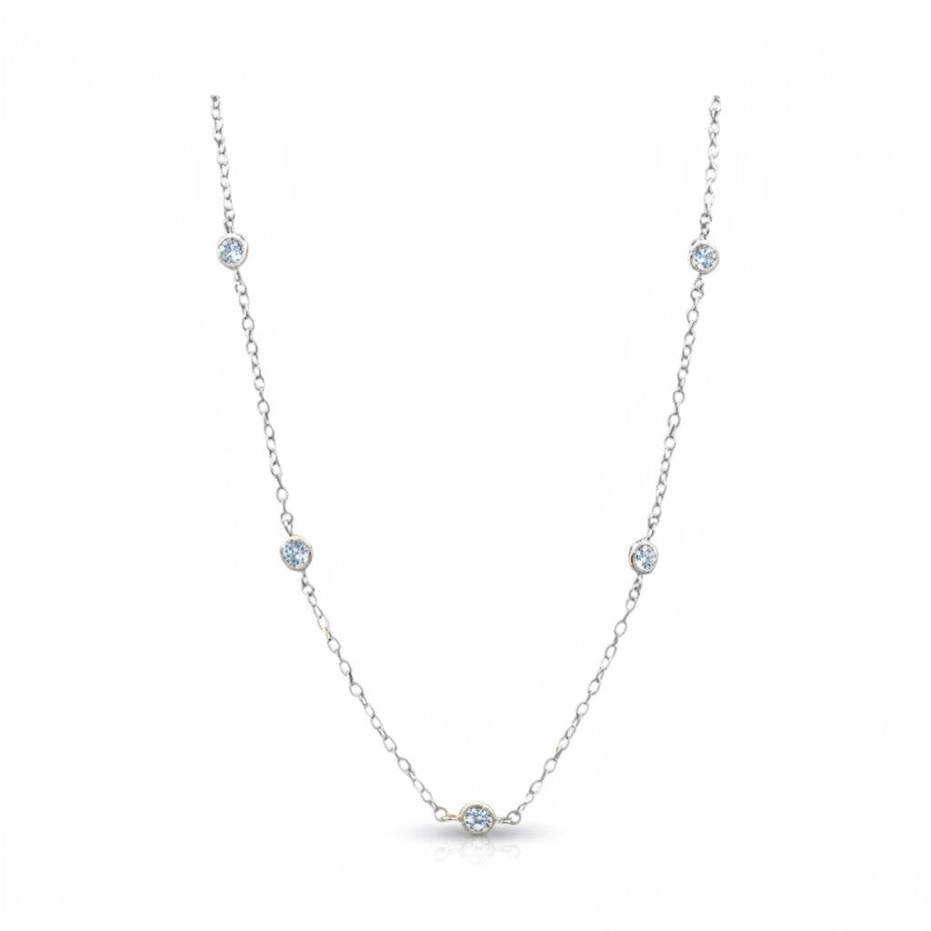 Multi Bezel CZ Necklace: Silver Necklaces athenadesigns 16" : NCS445/16 