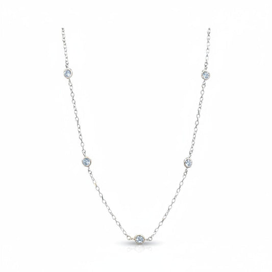 Multi Bezel CZ Necklace: Silver Necklaces athenadesigns 16" : NCS445/16 