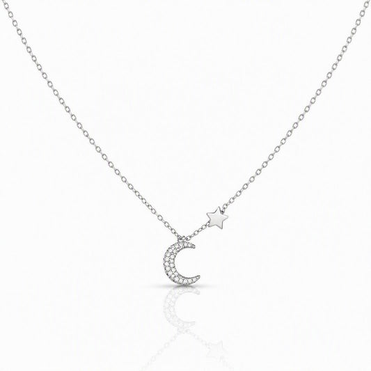 Crystal Moon and Star Necklace: Sterling Necklaces athenadesigns NCS5/MNSTR 