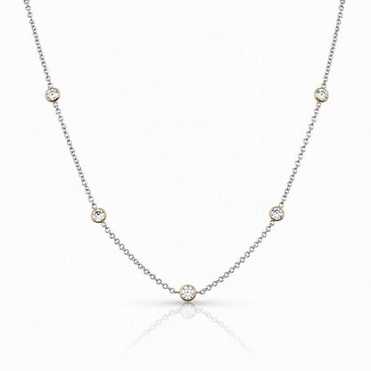 Two-Tone Bezel CZ Necklace Necklaces athenadesigns NCSG445 