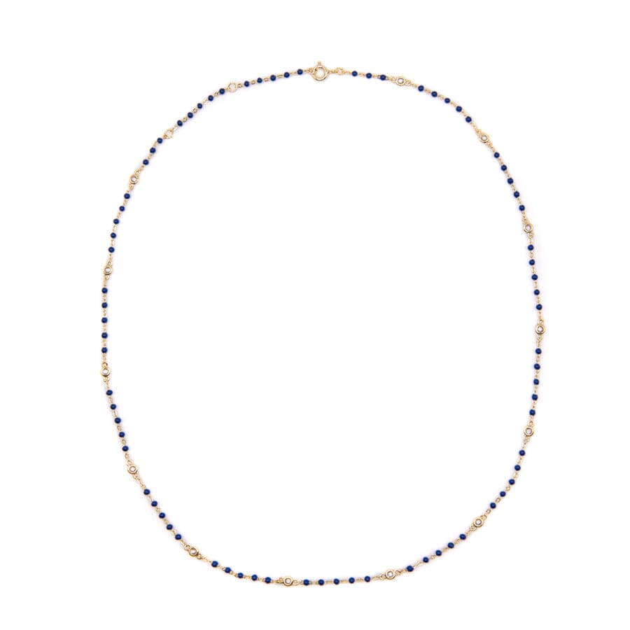 Lapis Beaded Bezel Necklace Necklaces athenadesigns NGB7004LP Lapis 