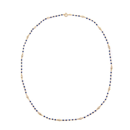 Lapis Beaded Bezel Necklace Necklaces athenadesigns NGB7004LP Lapis 