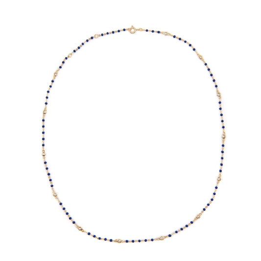 Lapis Beaded Bezel Necklace Necklaces athenadesigns NGB7004LP Lapis 