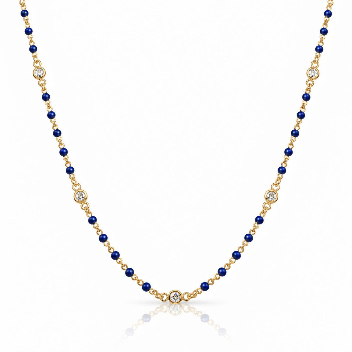 Beaded Bezel Necklace Necklaces Iishii Designs NGB7004LP Lapis 