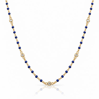 Beaded Bezel Necklace Necklaces Iishii Designs NGB7004LP Lapis 
