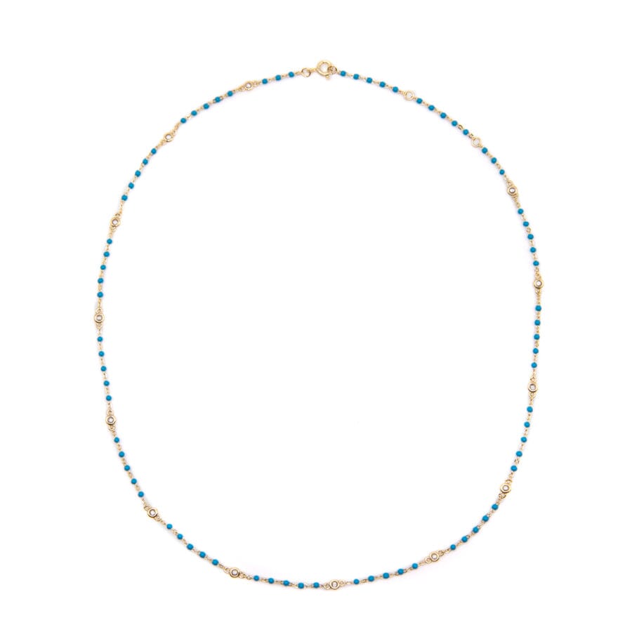 Turquoise Beaded Bezel Necklace Necklaces athenadesigns NGB7004TQ Turquoise 