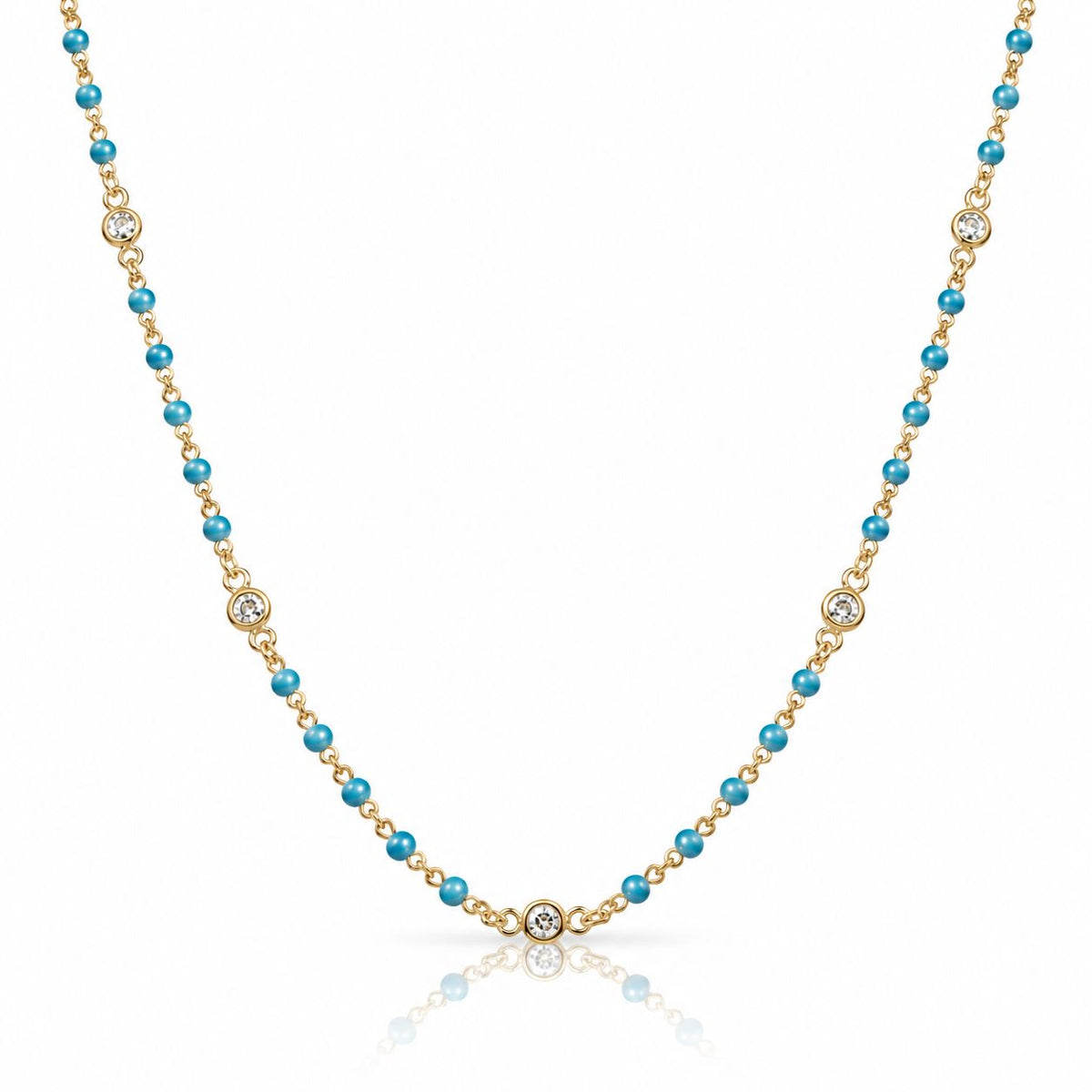 Beaded Bezel Necklace Necklaces Iishii Designs NGB7004TQ Turquoise 