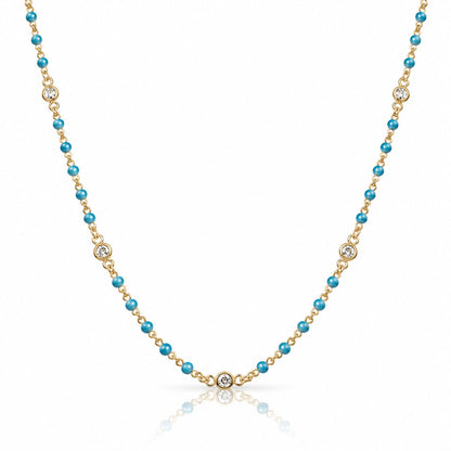 Beaded Bezel Necklace Necklaces Iishii Designs NGB7004TQ Turquoise 
