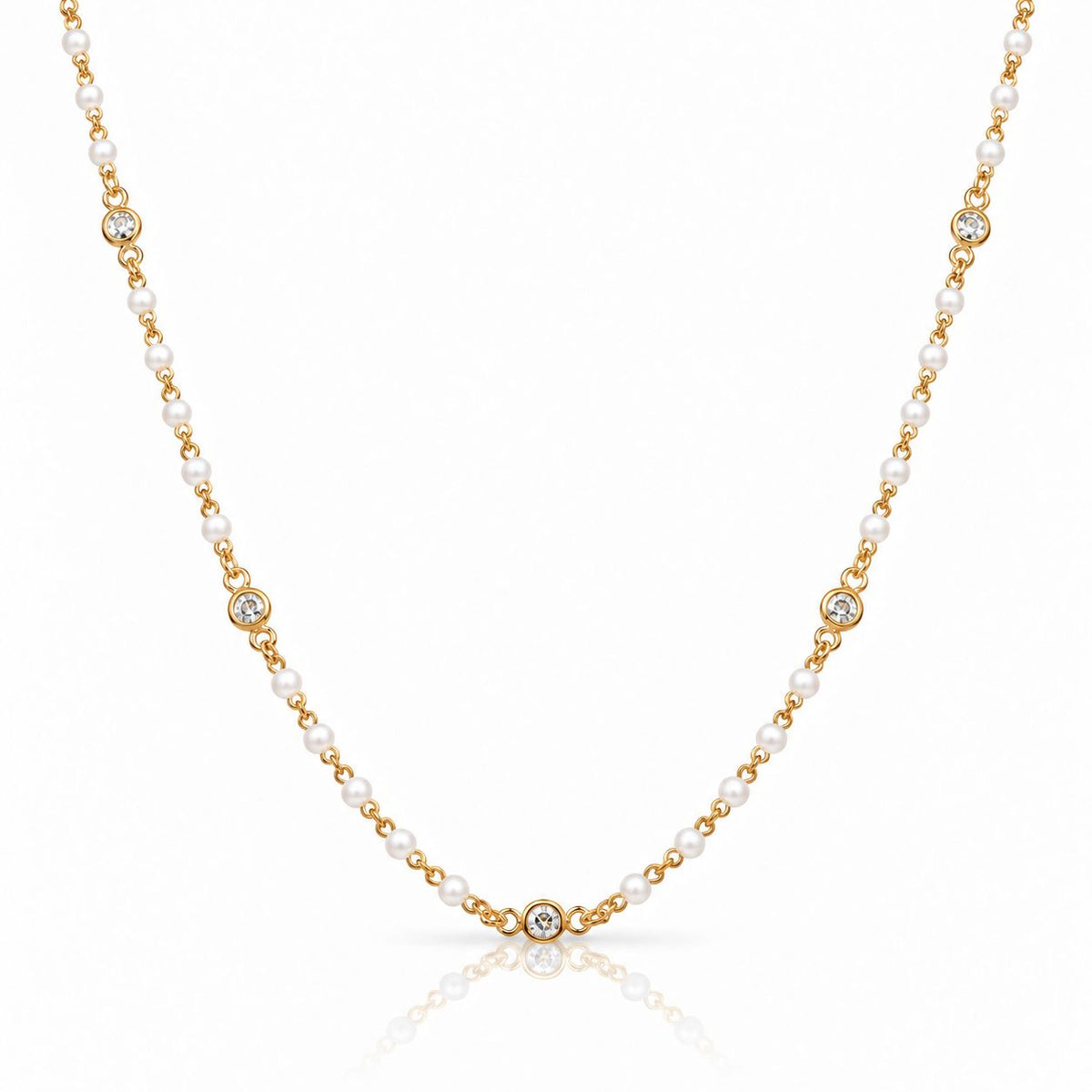 Beaded Bezel Necklace Necklaces Iishii Designs NGB7004WT White 