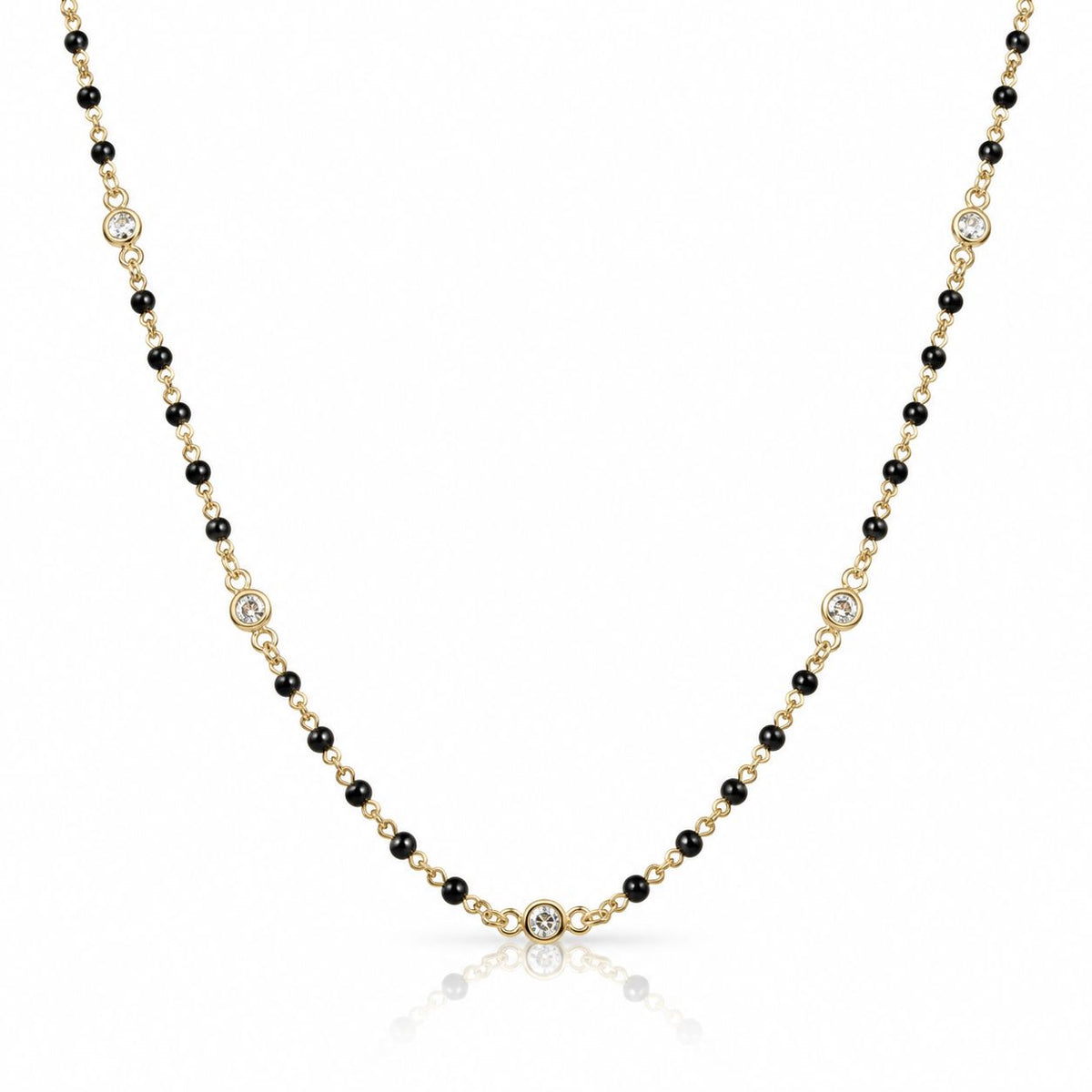 Beaded Bezel Necklace Necklaces Iishii Designs NGB7004X Black 