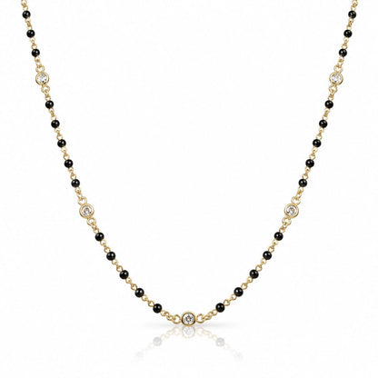 Beaded Bezel Necklace Necklaces Iishii Designs NGB7004X Black 