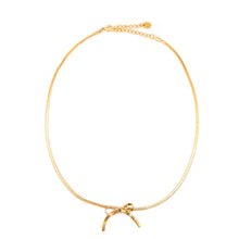Load image into Gallery viewer, Herringbone Bow Necklace Necklaces athenadesigns NGBB461 Gold 

