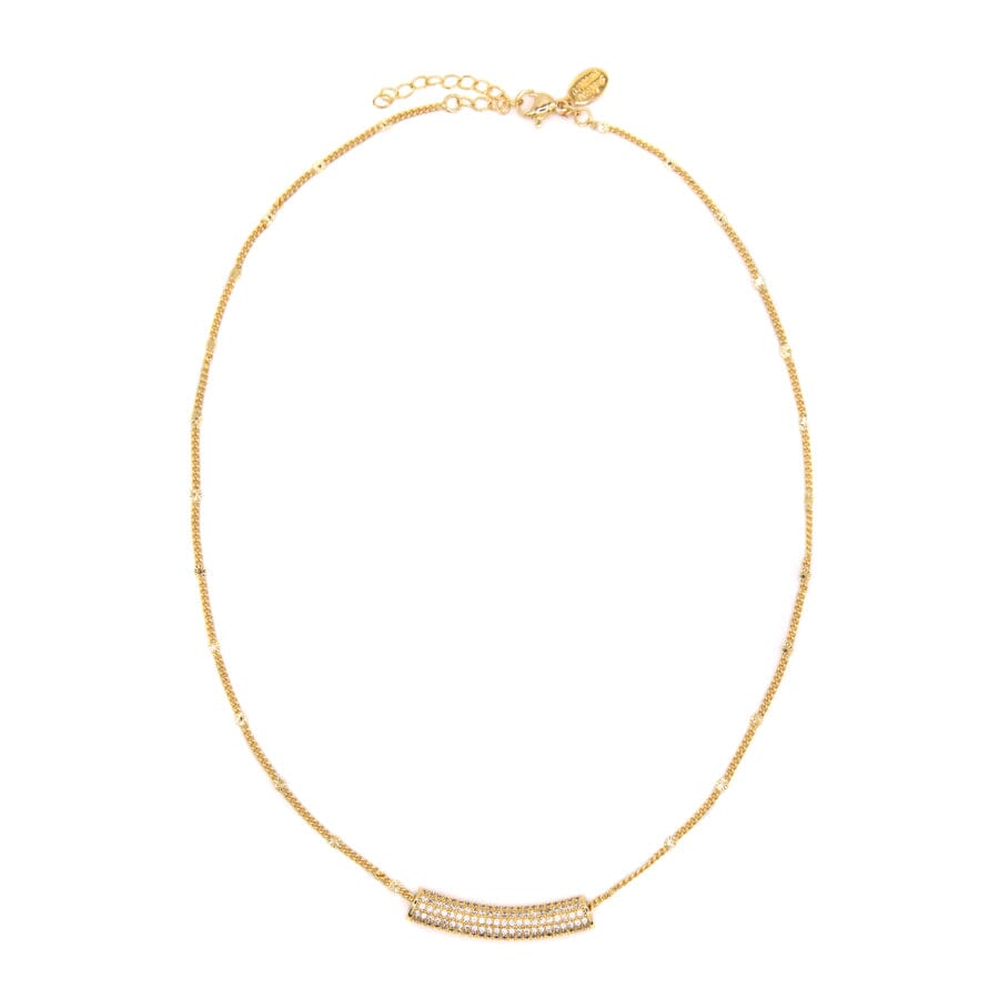 Cz Curved Bead On Starbursts Chain Necklaces athenadesigns NGBR52 Gold 