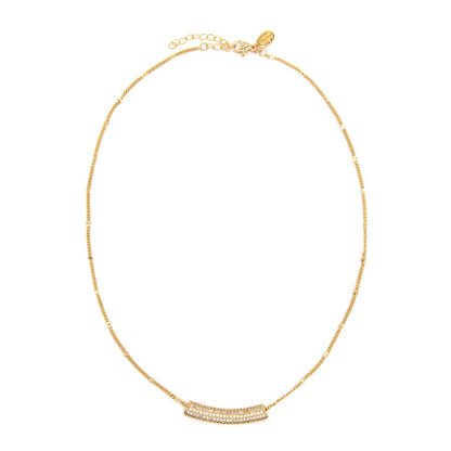 Cz Curved Bead On Starbursts Chain Necklaces athenadesigns NGBR52 Gold 