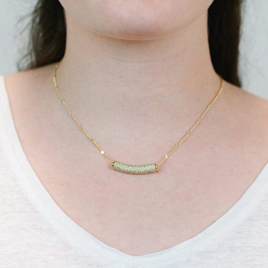 Cz Curved Bead On Starbursts Chain Necklaces athenadesigns 