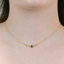 Load image into Gallery viewer, Square Bezel Birthstone Necklace - February Necklaces athenadesigns 
