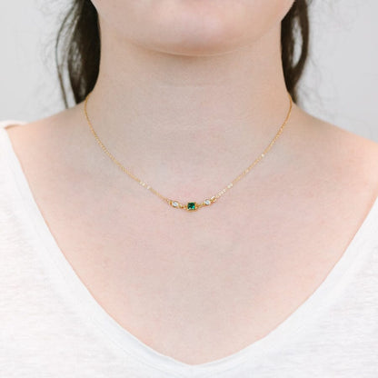 Square Bezel Birthstone Necklace - May Necklaces athenadesigns 