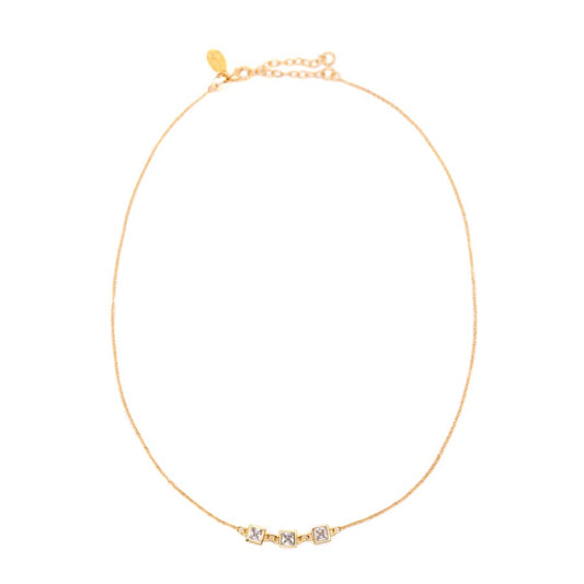 Triple Birthstone Necklace - April Necklaces athenadesigns NGBS304CL Diamond Clear 