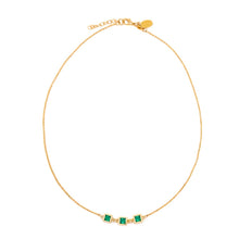 Load image into Gallery viewer, Triple Birthstone Necklace - May Necklaces athenadesigns NGBS305EM Emerald Green 
