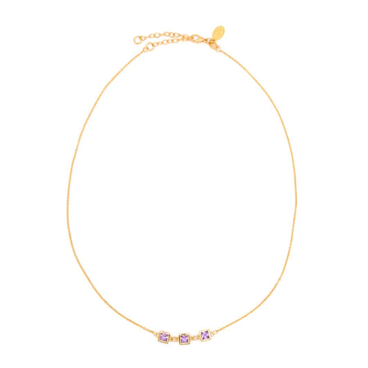 Triple Birthstone Necklace - June Necklaces athenadesigns NGBS306AL Alexandrite Purple 