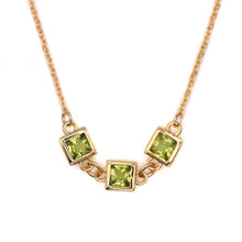 Load image into Gallery viewer, Triple Birthstone Necklace - August Necklaces athenadesigns NGBS308PD Peridot Green 
