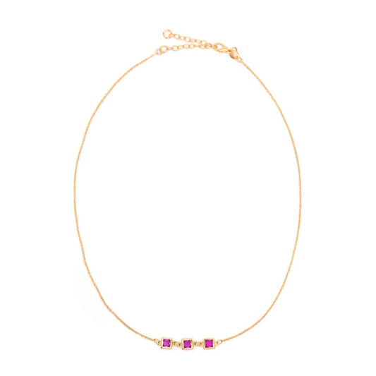 Triple Birthstone Necklace - October Necklaces athenadesigns NGBS310TM Tourmaline Pink 