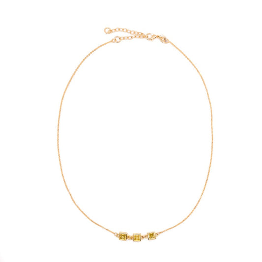 Triple Birthstone Necklace - November Necklaces athenadesigns NGBS311CT Citrine Yellow 