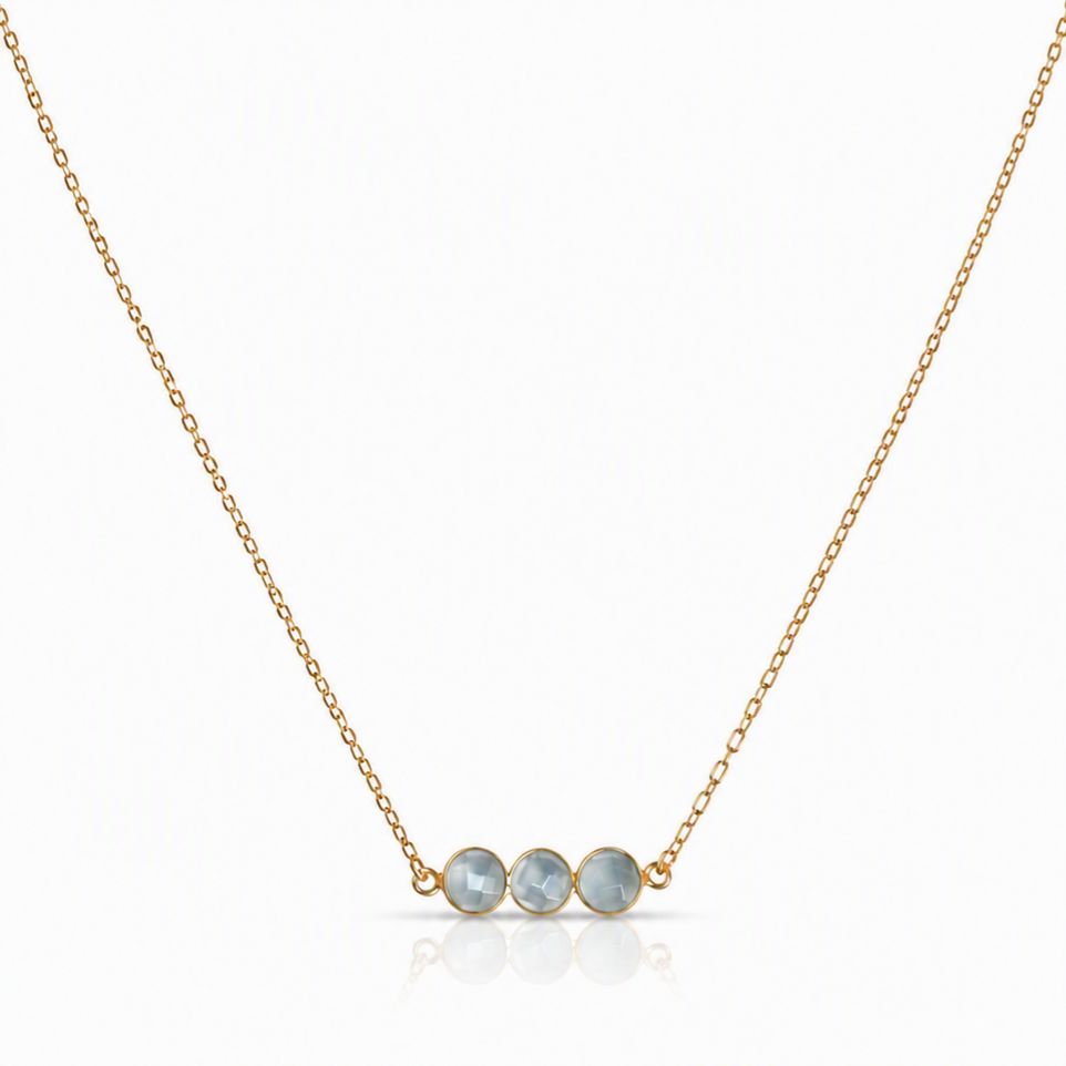 Triple Gem Necklace Necklaces GemDesignss NGCH3401A Aquamarine 