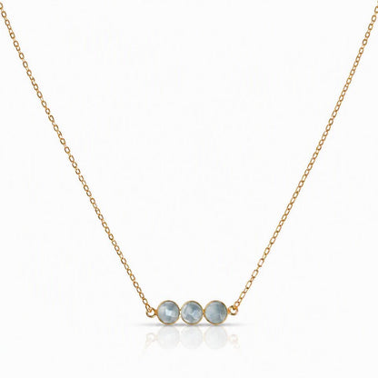 Triple Gem Necklace Necklaces GemDesignss NGCH3401A Aquamarine 