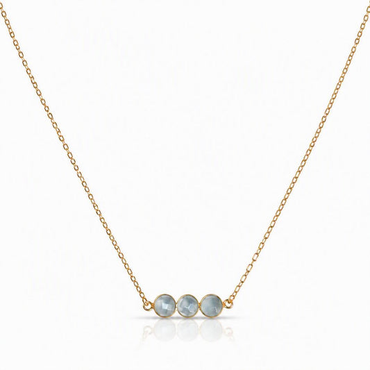 Triple Gem Necklace Necklaces GemDesignss NGCH3401A Aquamarine 