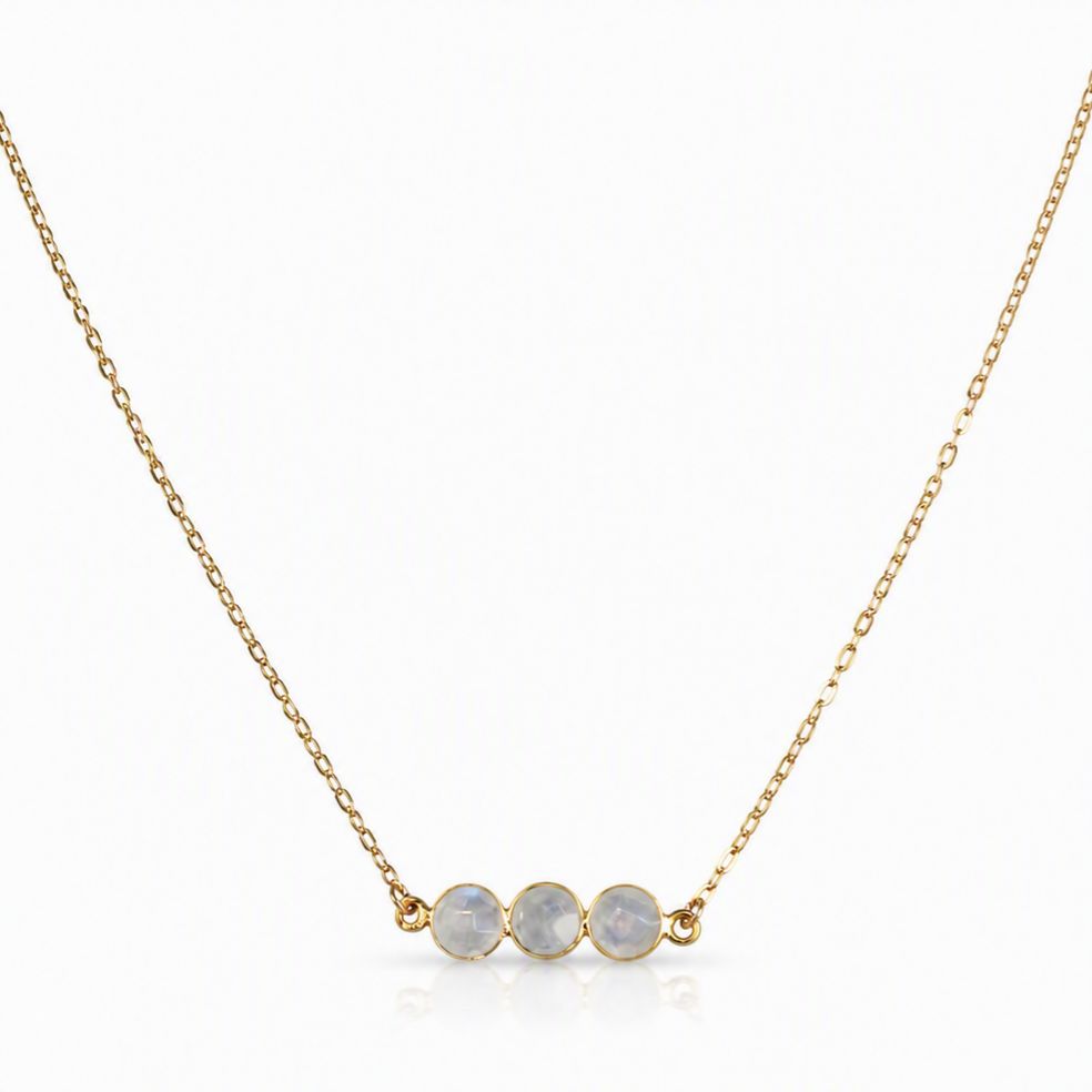 Triple Gem Necklace Necklaces GemDesignss NGCH3401M Moonstone 