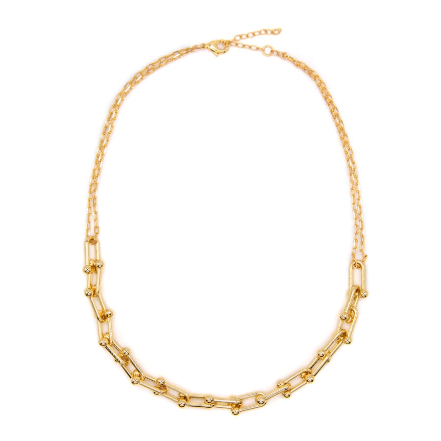 Half Thick U-Link Necklace Necklaces athenadesigns NGCH402 Gold 